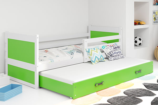RICO 80X190 kihúzható ifjúsági ágy fiókkal, fehér/zöld